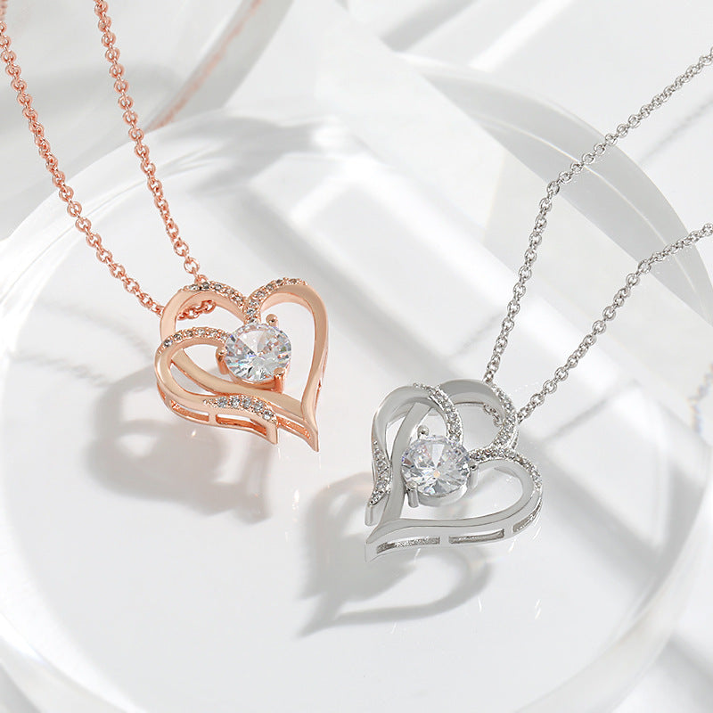 Heart-shaped Jewelry with Rhinestones