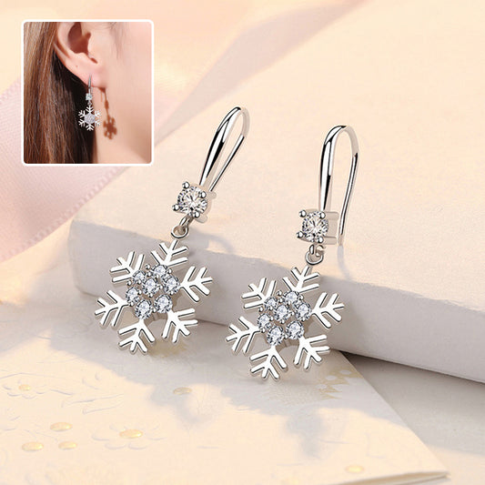 Boucles d'oreilles flocon de neige avec strass