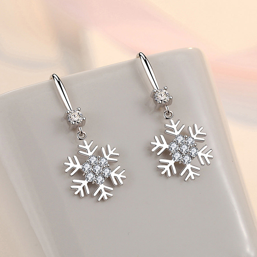 Boucles d'oreilles flocon de neige avec strass