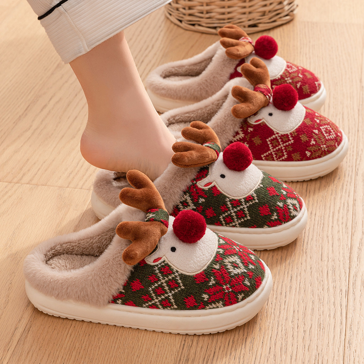 Cozy Christmas Reindeer slippers